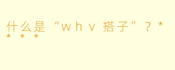 什么是“whv搭子”？****