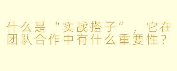 什么是“实战搭子”,它在团队合作中有什么重要性?