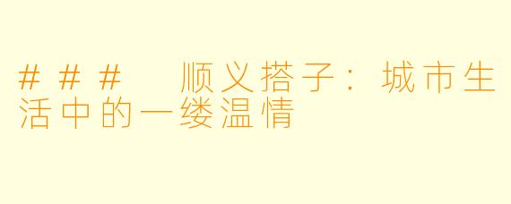 ### 顺义搭子:城市生活中的一缕温情