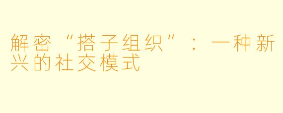 解密“搭子组织”：一种新兴的社交模式