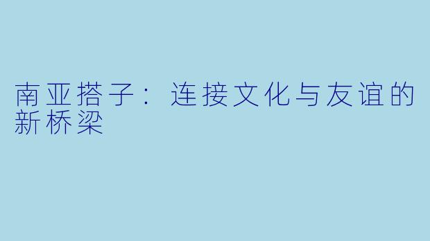 南亚搭子：连接文化与友谊的新桥梁