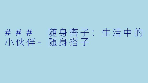 ### 随身搭子：生活中的小伙伴-随身搭子