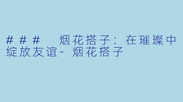 ### 烟花搭子：在璀璨中绽放友谊-烟花搭子