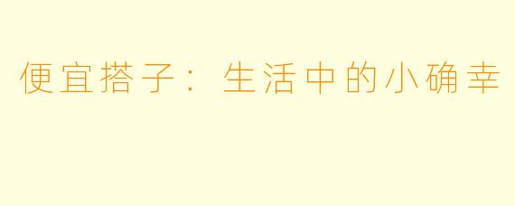 便宜搭子:生活中的小确幸