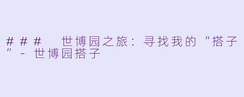 ### 世博园之旅:寻找我的“搭子”