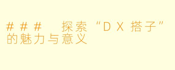 ### 探索“DX搭子”的魅力与意义