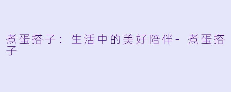 煮蛋搭子：生活中的美好陪伴-煮蛋搭子