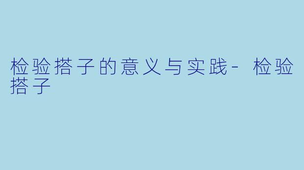 检验搭子的意义与实践-检验搭子