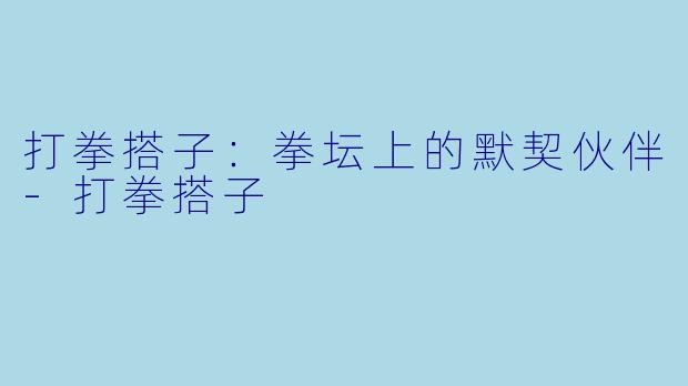 打拳搭子:拳坛上的默契伙伴-打拳搭子