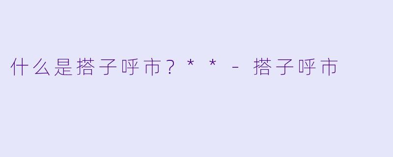什么是搭子呼市?**