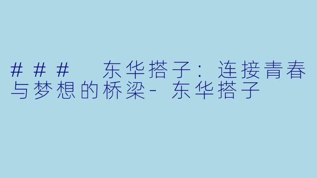 ### 东华搭子：连接青春与梦想的桥梁-东华搭子