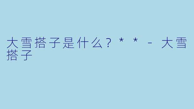 大雪搭子是什么？**-大雪搭子