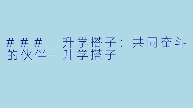 ### 升学搭子:共同奋斗的伙伴