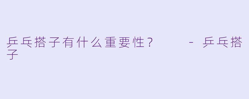 乒乓搭子有什么重要性？  