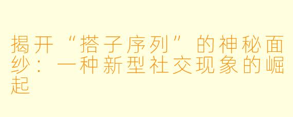 揭开“搭子序列”的神秘面纱:一种新型社交现象的崛起