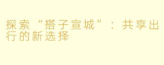 探索“搭子宣城”：共享出行的新选择