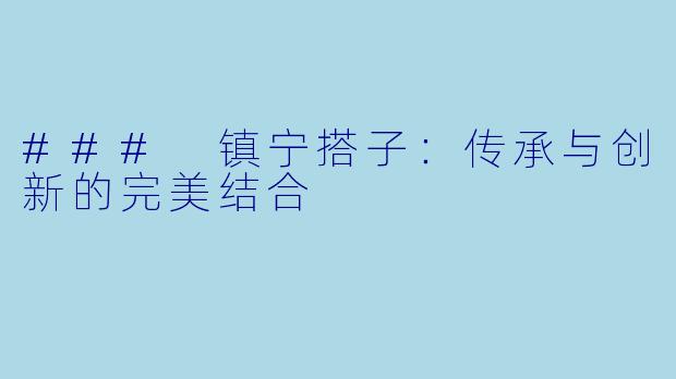 ### 镇宁搭子：传承与创新的完美结合