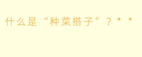 什么是“种菜搭子”？**