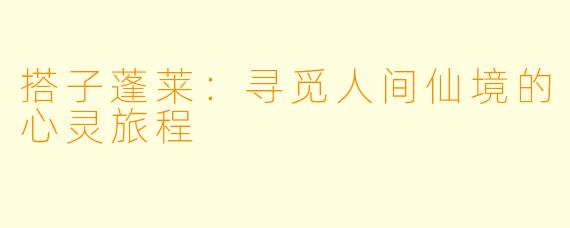 搭子蓬莱：寻觅人间仙境的心灵旅程