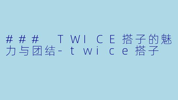 ### TWICE搭子的魅力与团结-twice搭子