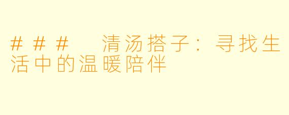 ### 清汤搭子：寻找生活中的温暖陪伴