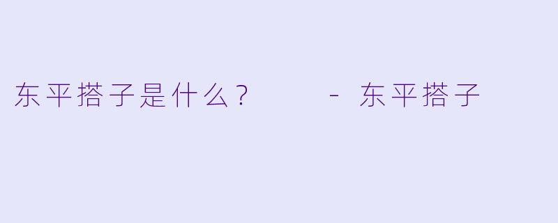 东平搭子是什么？  
