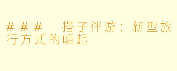 ### 搭子伴游:新型旅行方式的崛起