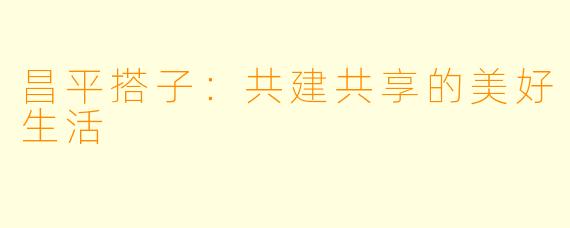 昌平搭子:共建共享的美好生活