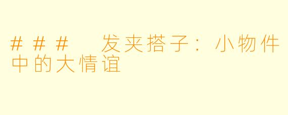 ### 发夹搭子:小物件中的大情谊