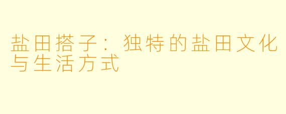盐田搭子:独特的盐田文化与生活方式