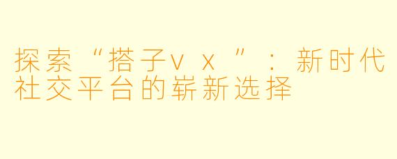 探索“搭子vx”:新时代社交平台的崭新选择