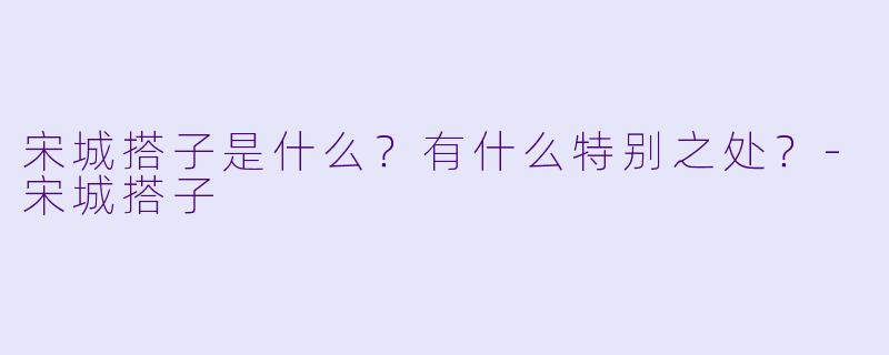 宋城搭子是什么?有什么特别之处?