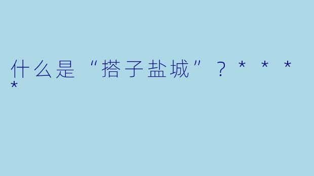 什么是“搭子盐城”？****