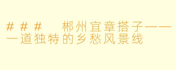 ### 郴州宜章搭子——一道独特的乡愁风景线