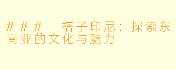 ### 搭子印尼：探索东南亚的文化与魅力