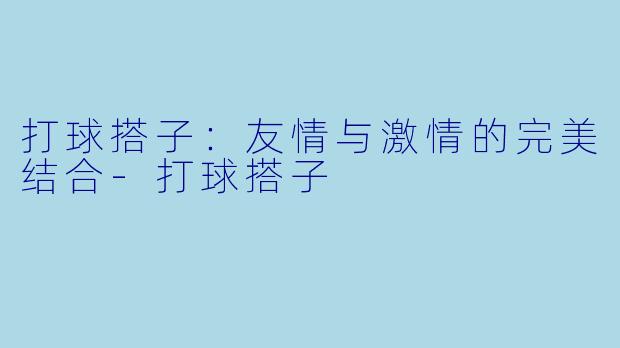 打球搭子：友情与激情的完美结合-打球搭子