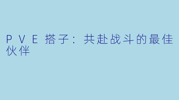 PVE搭子：共赴战斗的最佳伙伴