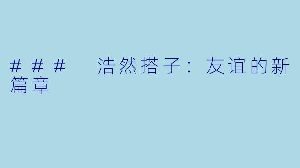 ### 浩然搭子：友谊的新篇章