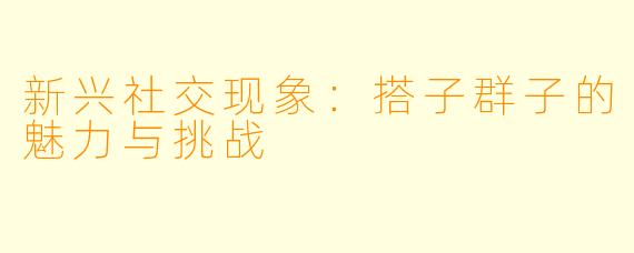 新兴社交现象：搭子群子的魅力与挑战
