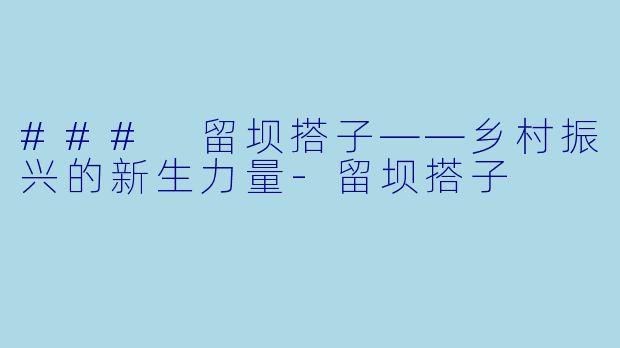 ### 留坝搭子——乡村振兴的新生力量