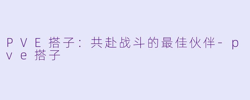 PVE搭子：共赴战斗的最佳伙伴-pve搭子