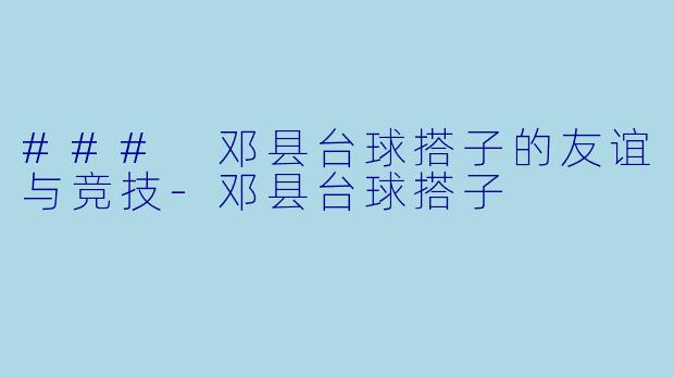 ### 邓县台球搭子的友谊与竞技