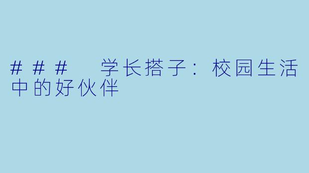 ### 学长搭子：校园生活中的好伙伴