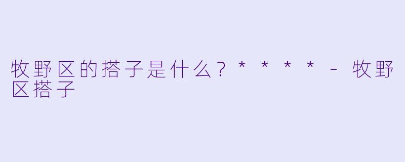 牧野区的搭子是什么？****