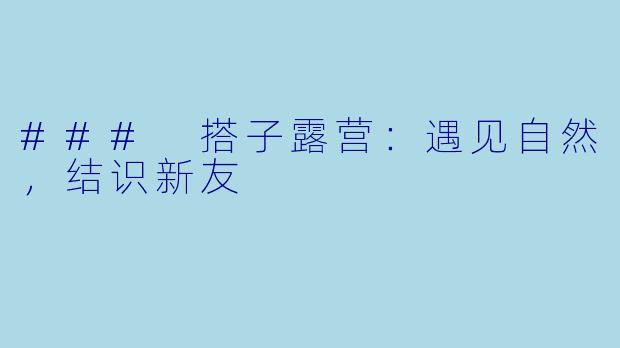 ### 搭子露营：遇见自然，结识新友