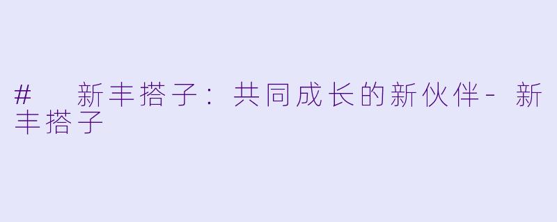 # 新丰搭子：共同成长的新伙伴-新丰搭子
