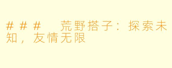### 荒野搭子：探索未知，友情无限