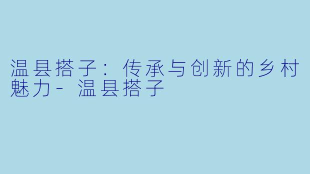 温县搭子:传承与创新的乡村魅力