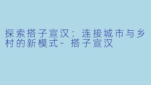 探索搭子宣汉：连接城市与乡村的新模式-搭子宣汉