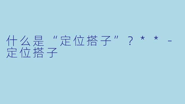 什么是“定位搭子”?**